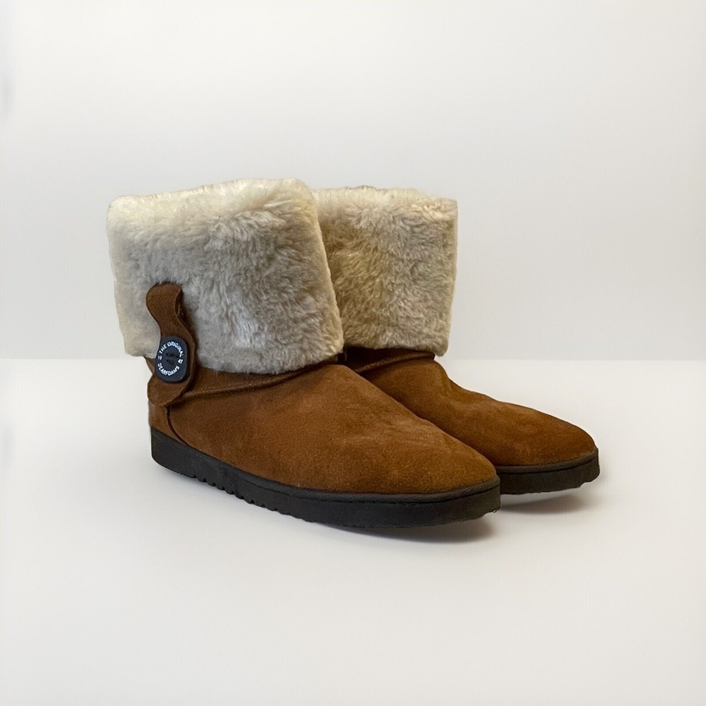 Dearfoams Tan Boots Sherpa Lined Women's Size 7/8 Booties Pull On Fall Shoes